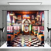Lofaris Colorful Dynamic Retro 90s Diner Photography Backdrop